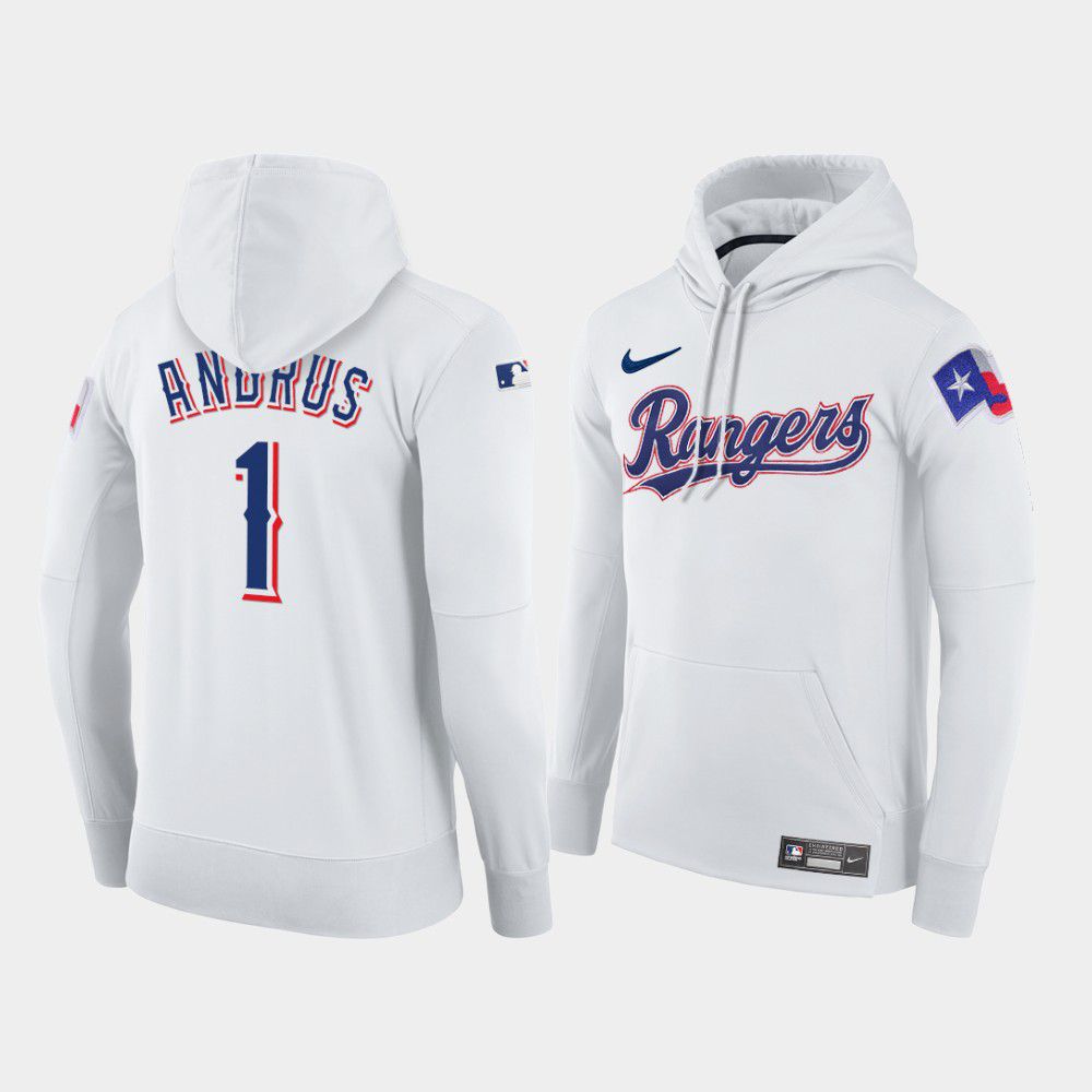 Men Texas Rangers #1 Andrus white home hoodie 2021 MLB Nike Jerseys->texas rangers->MLB Jersey